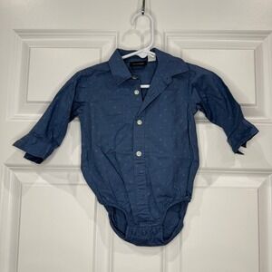 The Childrens Place Size 3-6M Blue Patterned‎ Shirt Bodysuit Long Sleeve